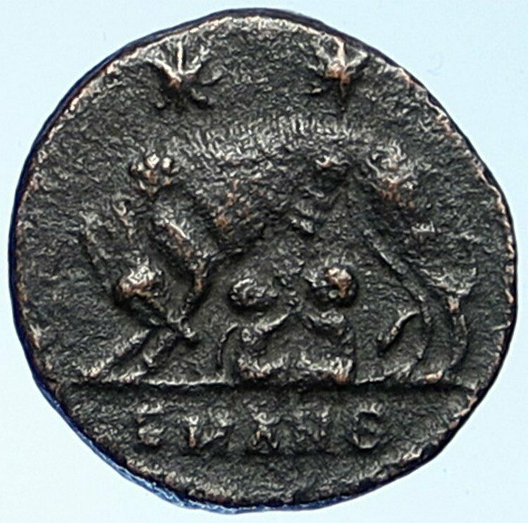 CONSTANTINE I the GREAT Romulus Remus WOLF Antioch Ancient Roman Coin i109114