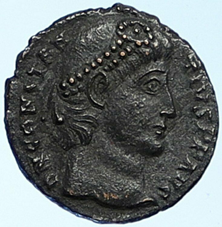 CONSTANTIUS II 347-48 AD Constantinople Ancient OLD Roman Coin Wreath i109115