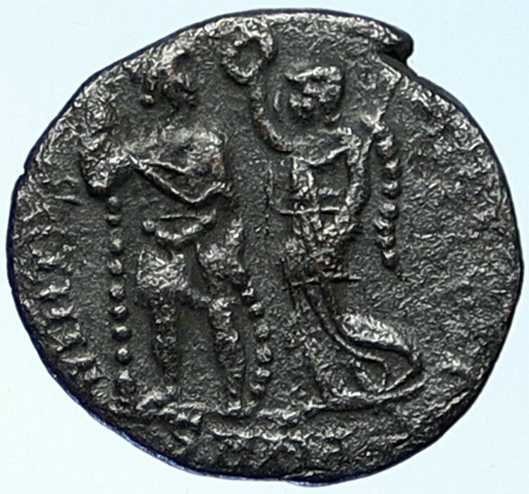 ARCADIUS 383AD ANTIQUE Ancient VINTAGE Roman Coin VICTORY Angel CROWNING i109151