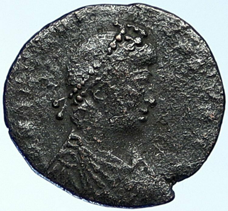 ARCADIUS 383AD ANTIQUE Ancient VINTAGE Roman Coin VICTORY Angel CROWNING i109151