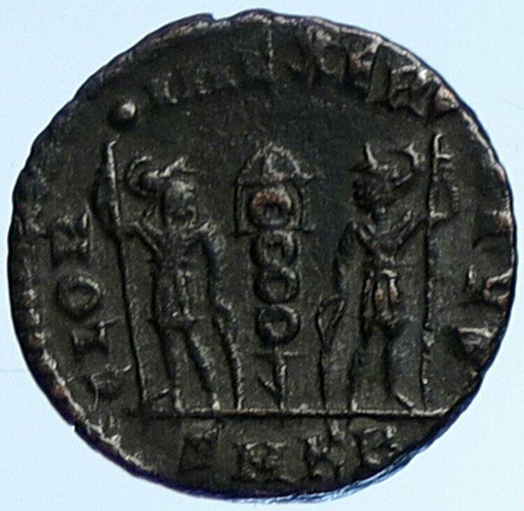 CONSTANS Authentic Ancient CYZICUS 337AD Roman Coin WAR LEGION SOLDIERS i109104