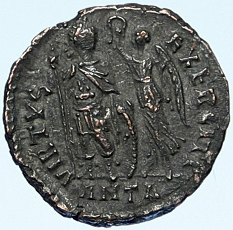 ARCADIUS 395AD ANTIQUE Ancient VINTAGE Roman Coin VICTORY Angel CROWNING i109230