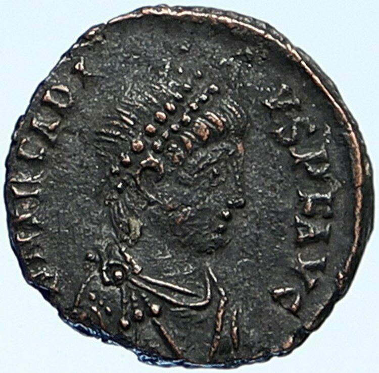 ARCADIUS 395AD ANTIQUE Ancient VINTAGE Roman Coin VICTORY Angel CROWNING i109230