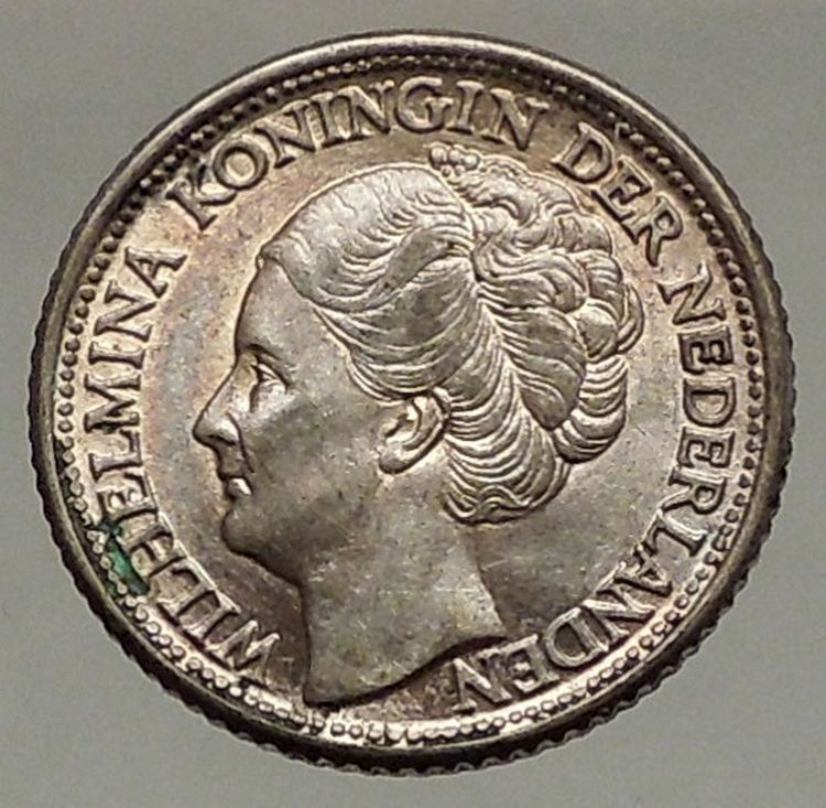 1944 CURACAO Netherlands Kingdom Queen WILHELMINA 1/4 Gulden Silver Coin i57195