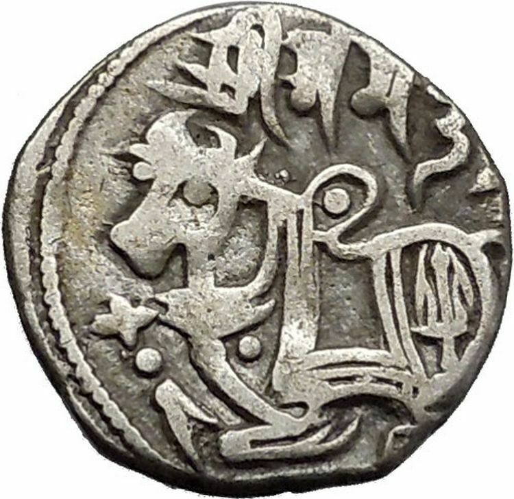 850AD Medieval India Shahis. 'Samanta Deva" Authentic Ancient Silver Coin i45007