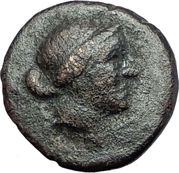 KYME in Aeolis 250BC Authentic Ancient Greek Coin AMAZON w HORSE & VASE i61568