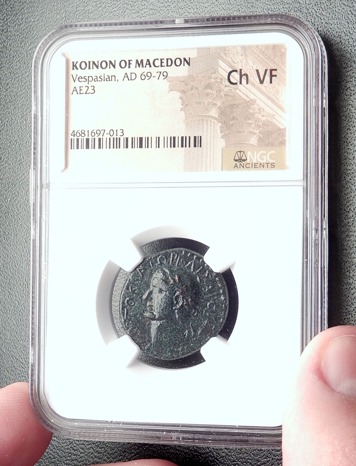 VESPASIAN Authentic Ancient MACEDONIA Koinon Greek Shield Roman Coin NGC i72652