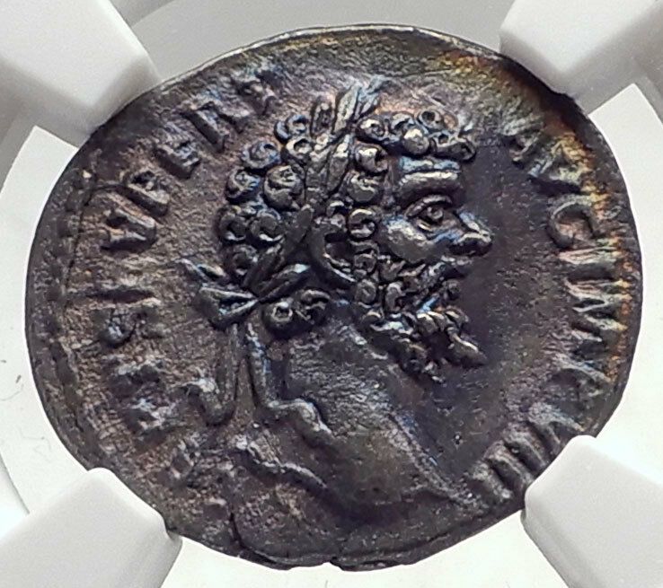 SEPTIMIUS SEVERUS Authentic Ancient 197AD Rome Silver Roman Coin PAX NGC i72771