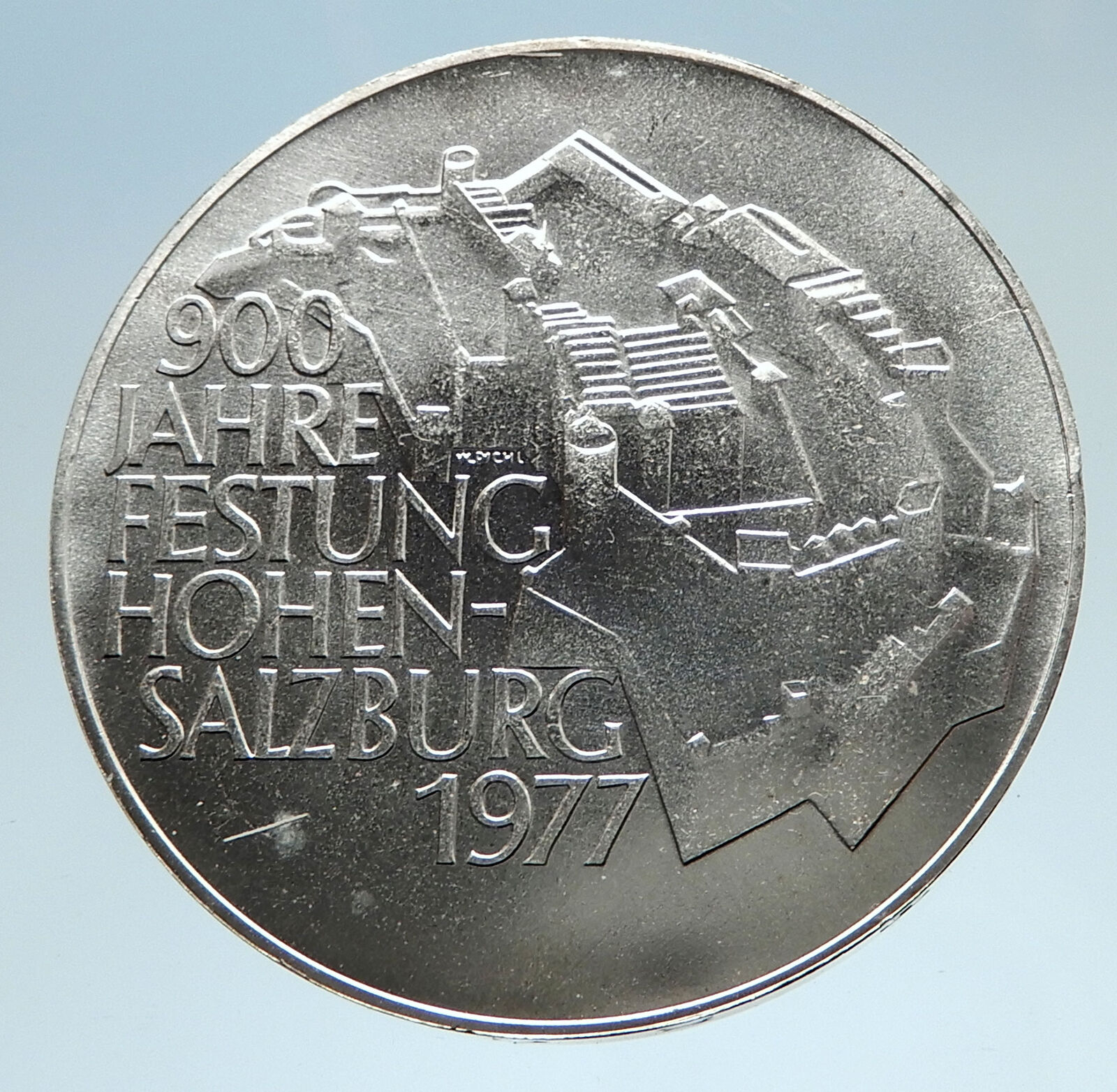 1977 AUSTRIA Hohensalzburg Castle in SALZBURG - Silver 100 Schilling Coin i74975