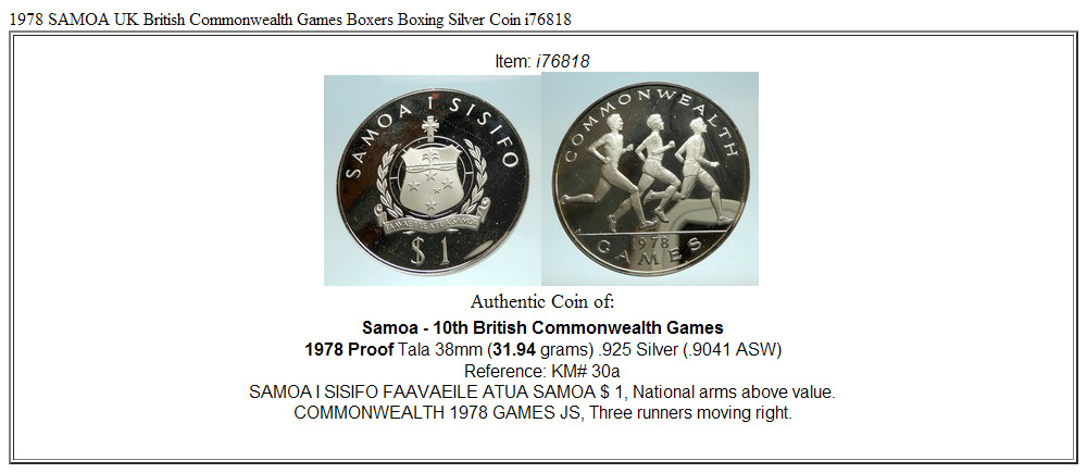 1978 SAMOA UK British Commonwealth Games Boxers Boxing Silver Coin i76818