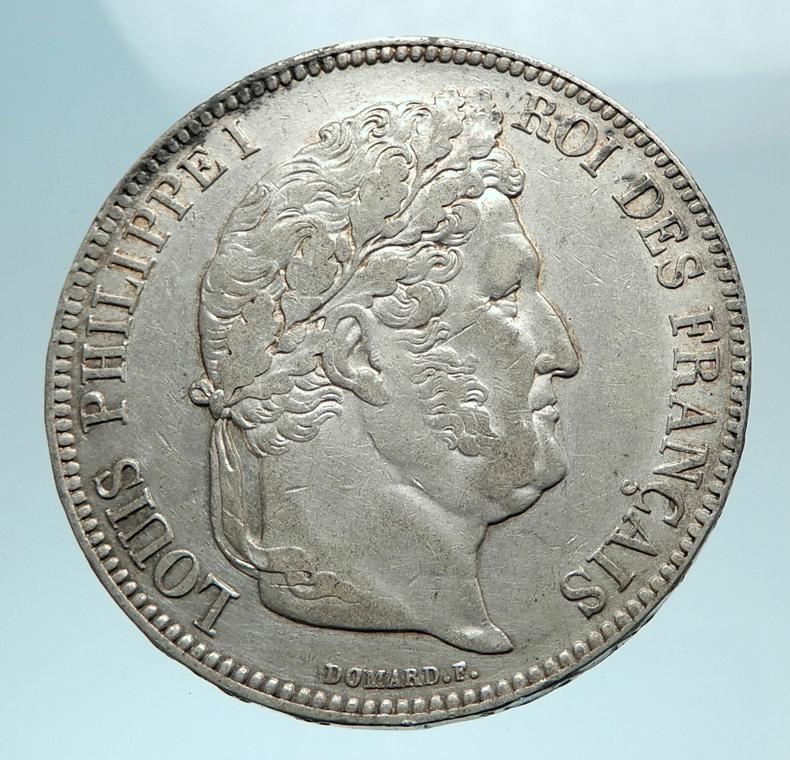 1834 FRANCE King Louis Philippe I French Antique Silver 5 Francs Coin i78655