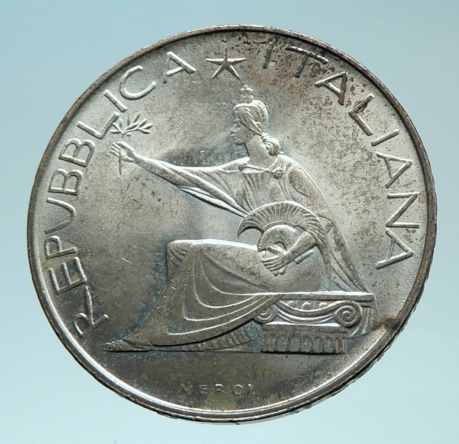 1961 ITALY Silver 500 Lire Coin ITALIAN UNIFICATION Rome Capital CHARIOT i78815