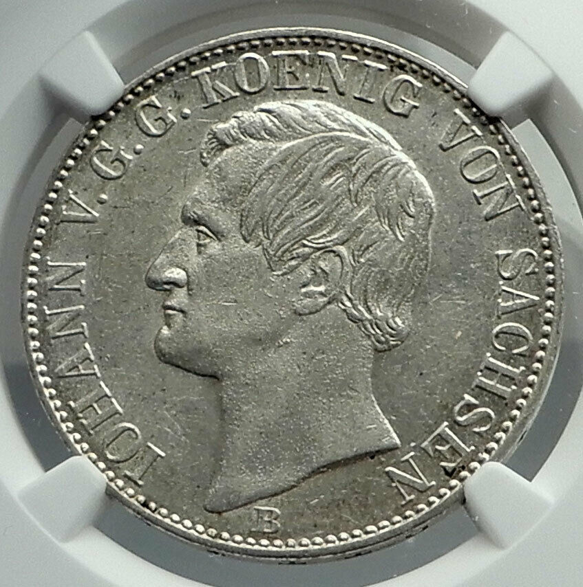 1860 GERMANY German States SAXONY KING Frederick Augustus Silver Coin NGC i79705