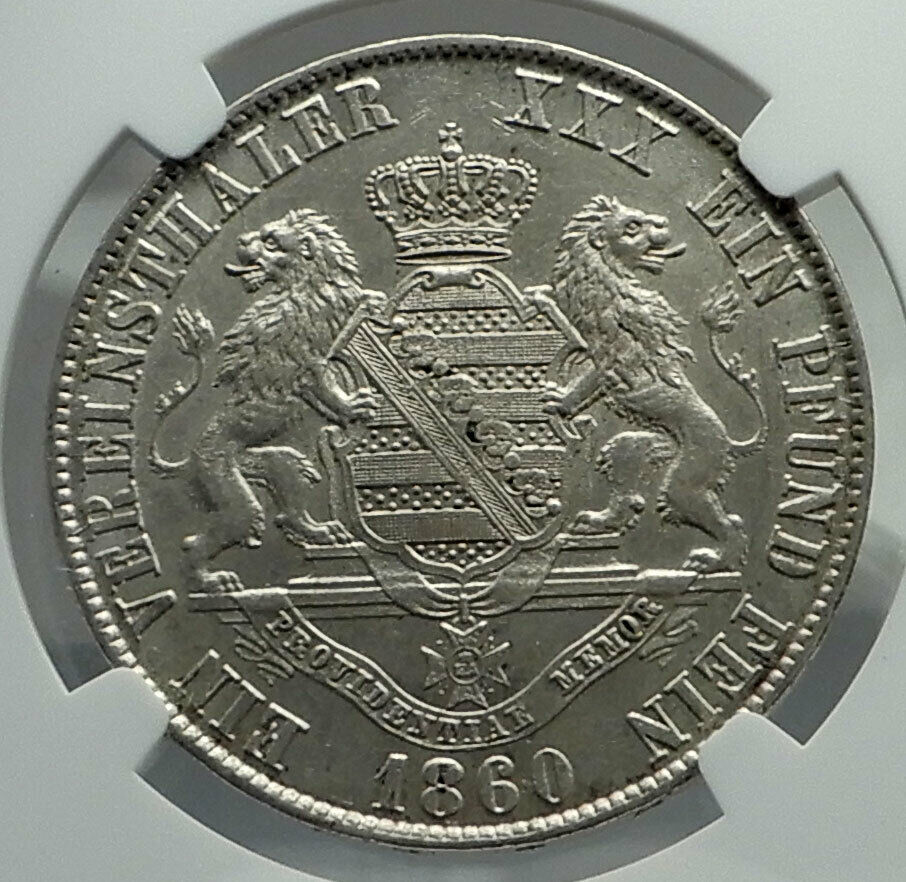 1860 GERMANY German States SAXONY KING Frederick Augustus Silver Coin NGC i79705