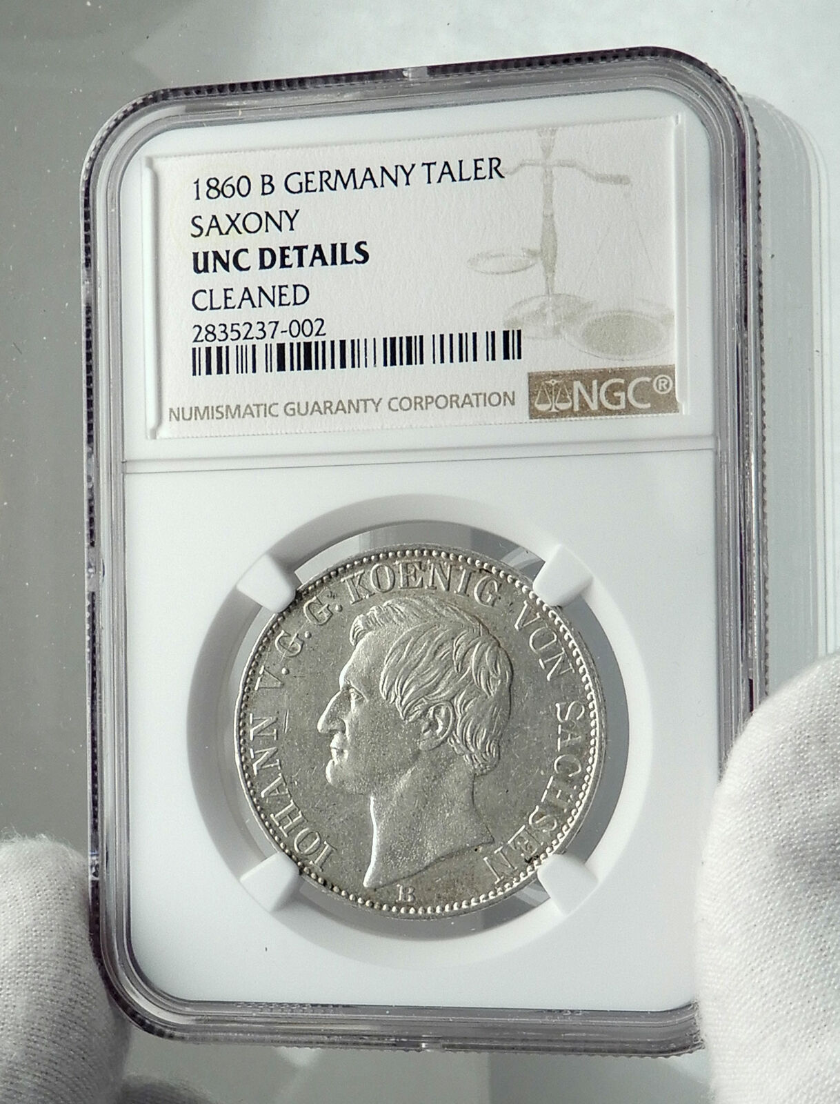 1860 GERMANY German States SAXONY KING Frederick Augustus Silver Coin NGC i79705