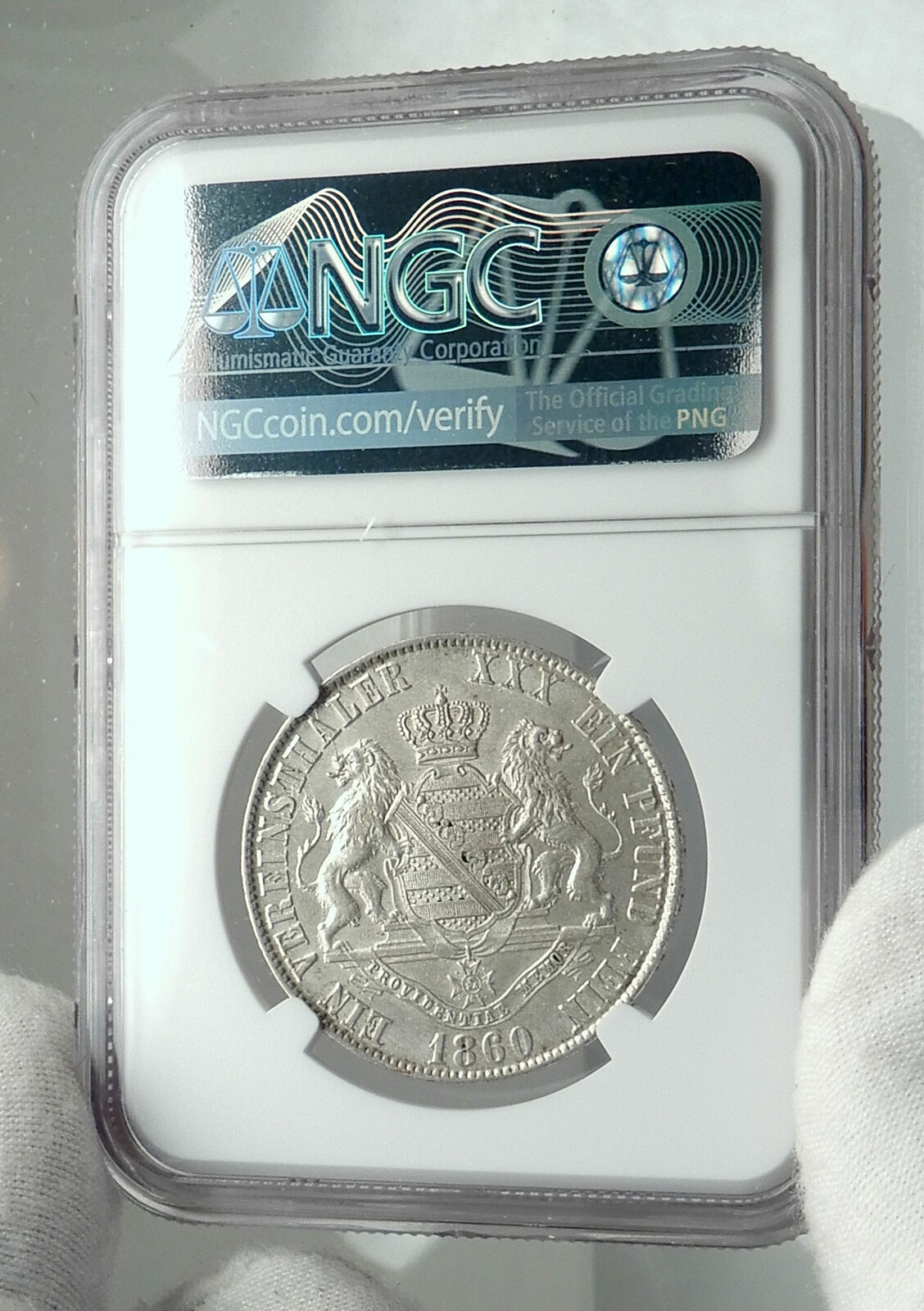 1860 GERMANY German States SAXONY KING Frederick Augustus Silver Coin NGC i79705