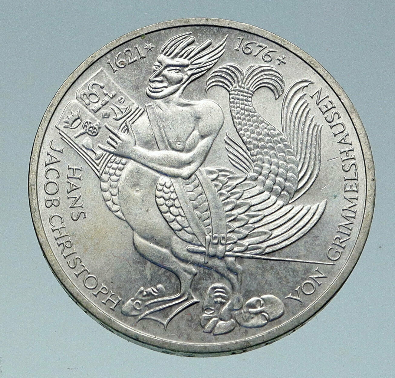 1976 Germany Hans Grimmelshausen AUTHOR Antique Silver 5 Mark German Coin i86611