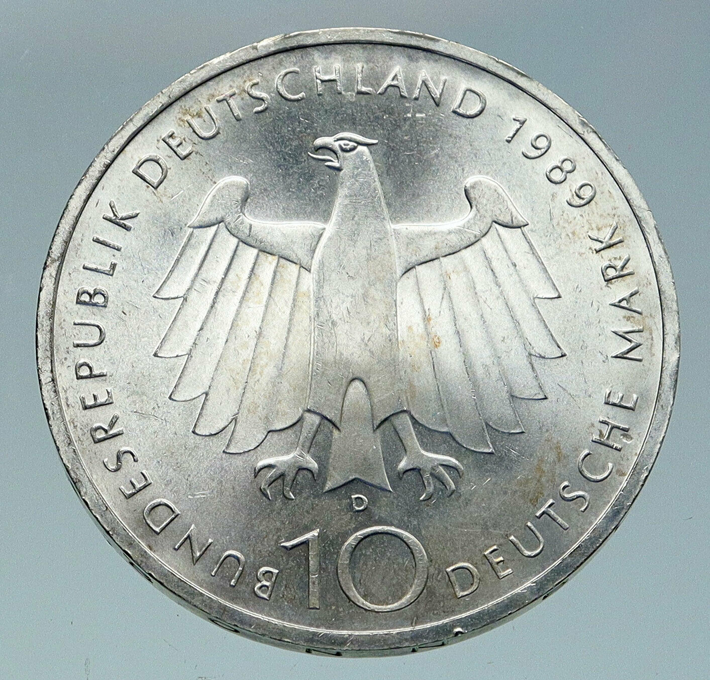 1989 Germany 200 Years CITY OF BONN Vintage Eagle OLD Silver 10 Mark Coin i86608