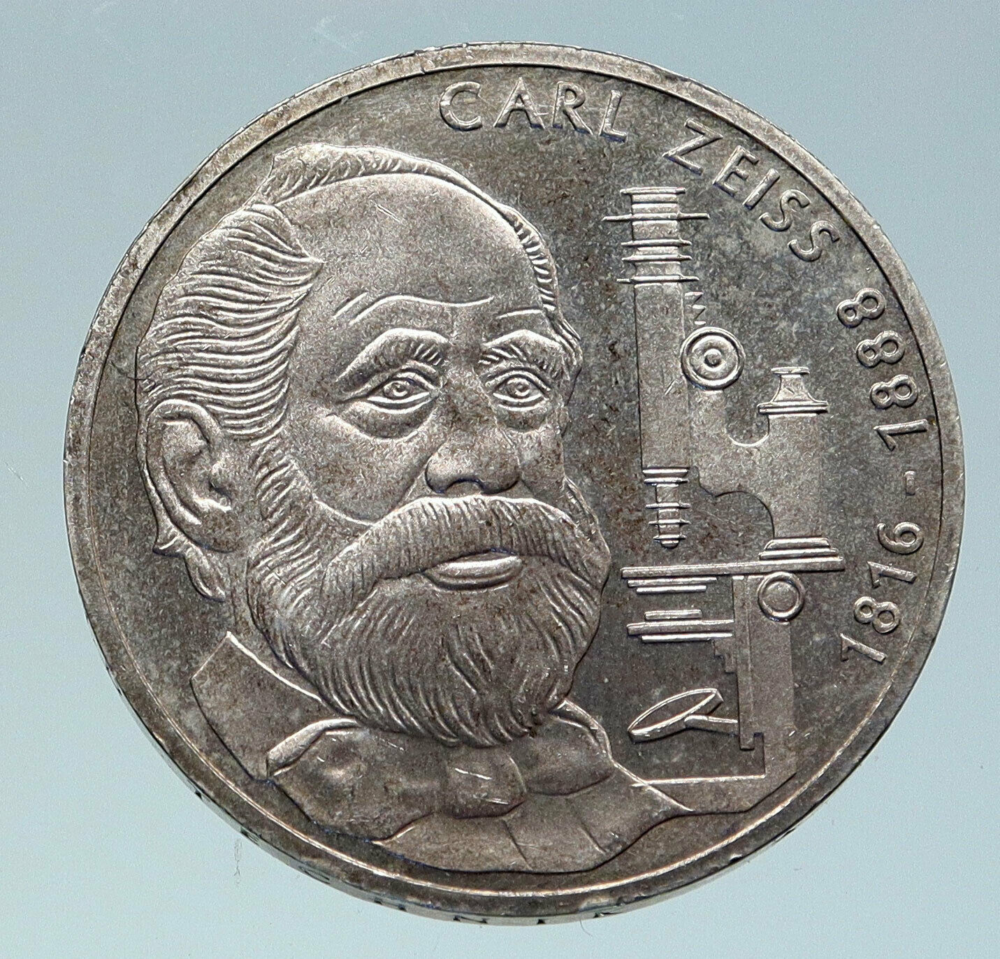 1988 F GERMANY Carl Zeiss Lens Genuine Antique Silver 10 Mark German Coin i86590