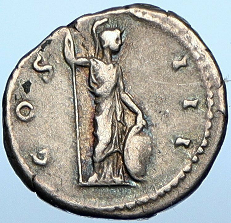 HADRIAN 128AD Rome Authentic Ancient Silver Roman Coin MINERVA w WEAPONS i108361