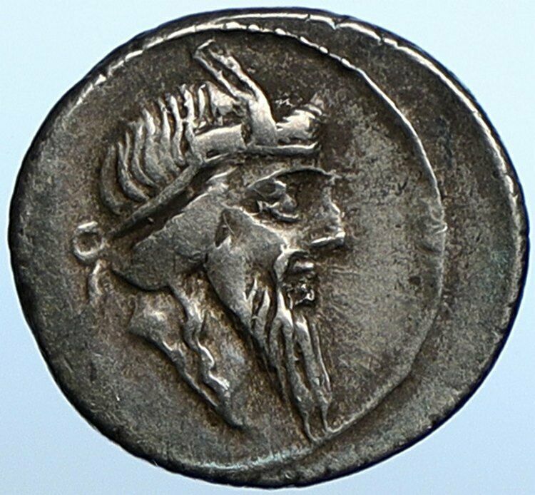 Roman Republic 90BC PRIAPUS Fertility God PEGASUS Ancient Silver Coin i108364