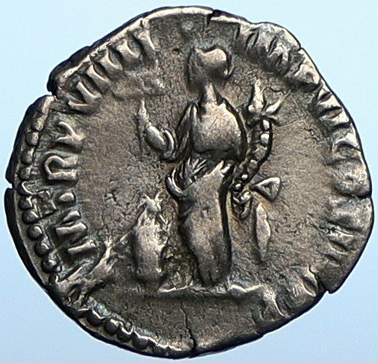 COMMODUS 183AD Silver Ancient Roman Coin Felicitas GOOD LUCK Caduceus i108362