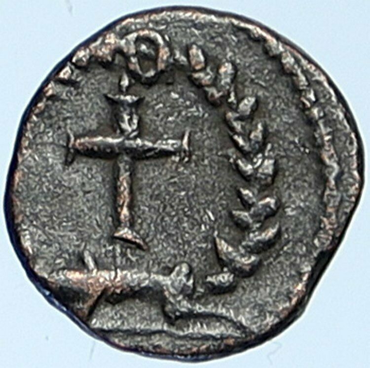 THEODOSIUS II 425AD Authemtic Ancient Roman Coin CHRISTIAN CROSS wreath i109210