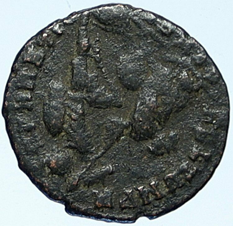 CONSTANTIUS II 348AD Antioch Ancient OLD Roman Coin WAR HORSEMAN SPEARED i109205