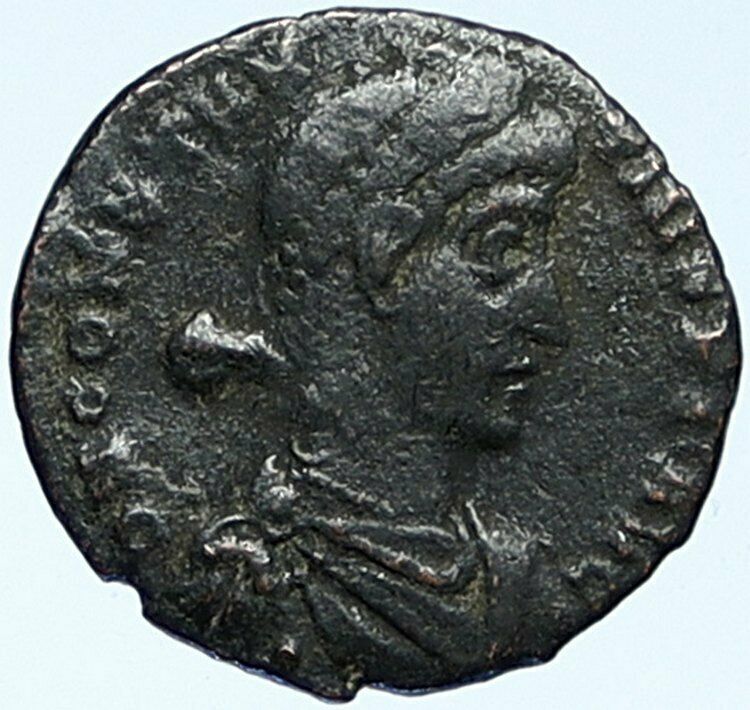 CONSTANTIUS II 348AD Antioch Ancient OLD Roman Coin WAR HORSEMAN SPEARED i109205