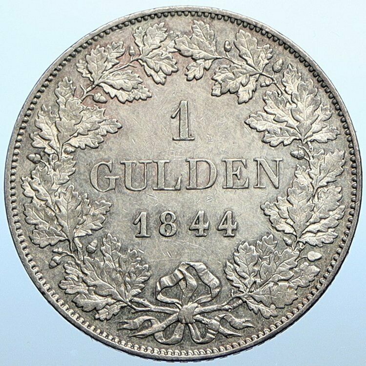 1844 GERMANY German States BAVARIA King Ludwig I OLD Silver Gulden Coin i108366