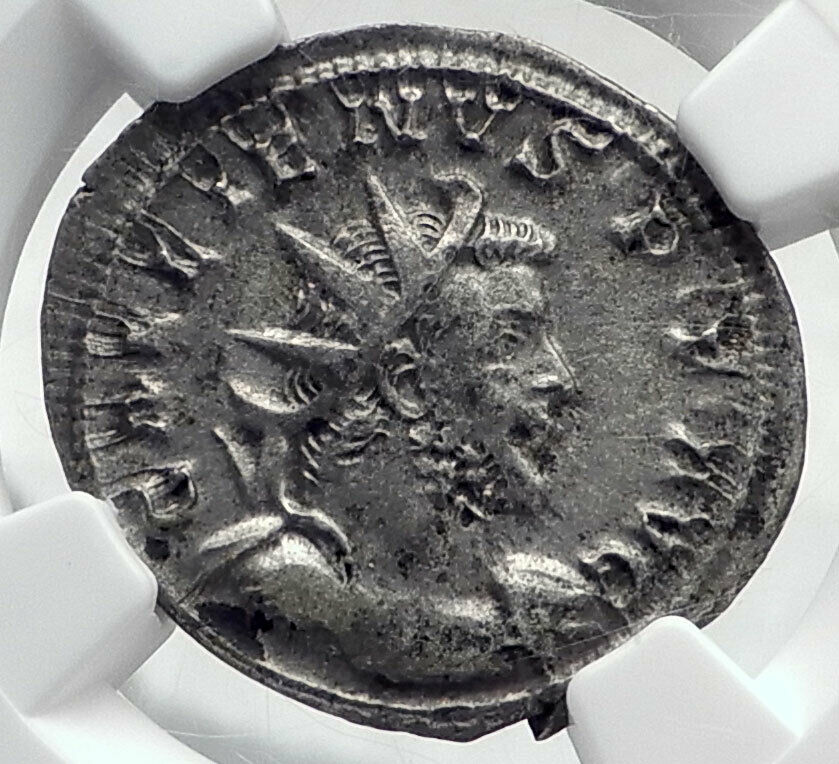 GALLIENUS Authentic Ancient Billon Silver Lyons 258AD Roman Coin NGC i80335