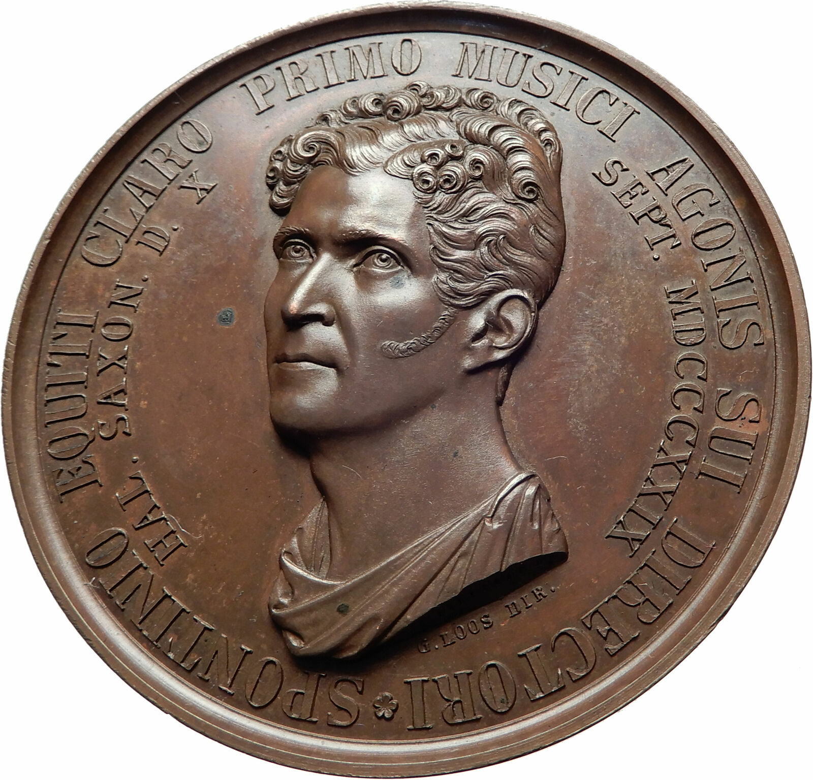 1829 ITALY Opera Composer Spontini Wreath Antique Genuine Italian Medal i80591