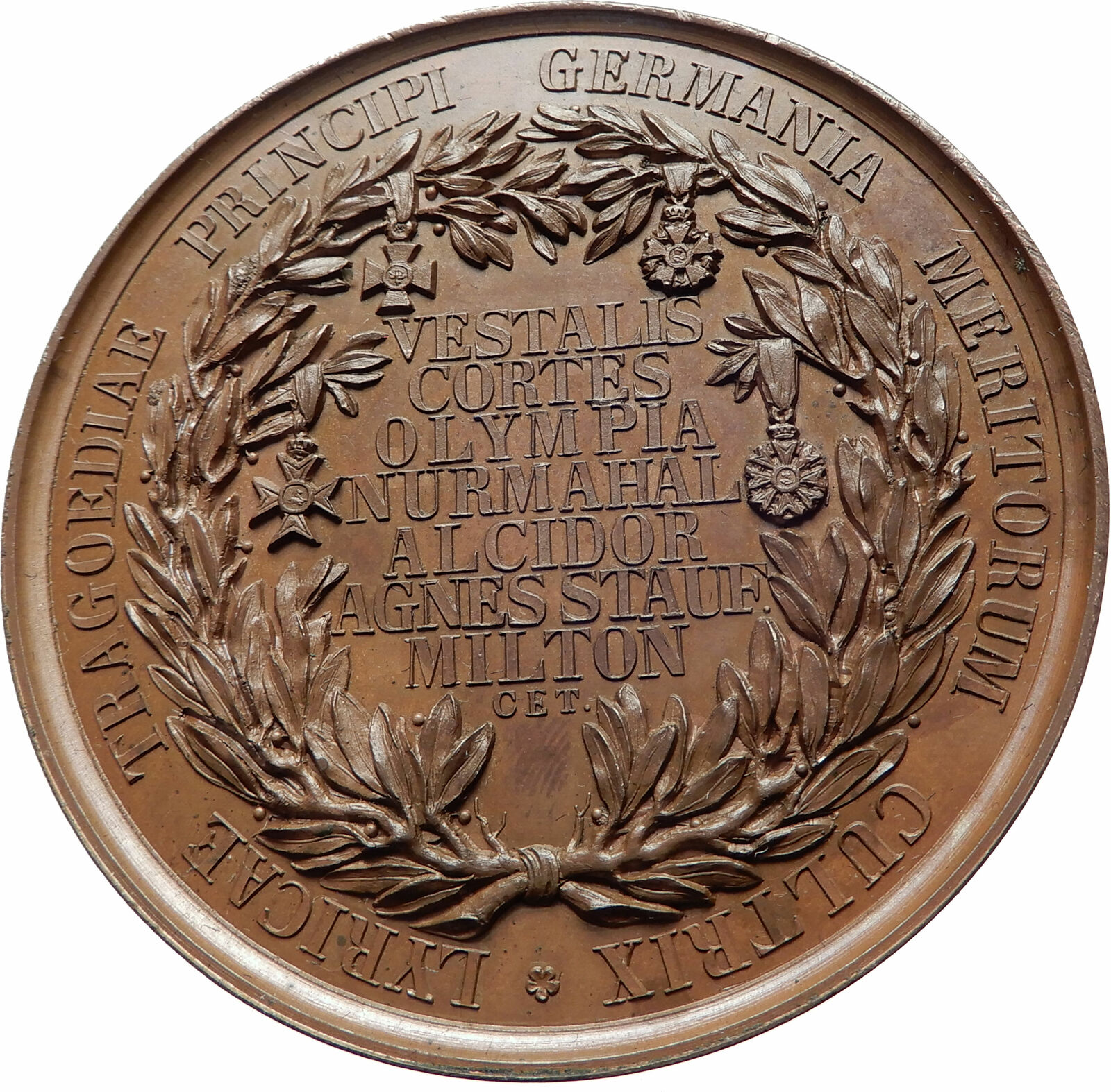 1829 ITALY Opera Composer Spontini Wreath Antique Genuine Italian Medal i80591