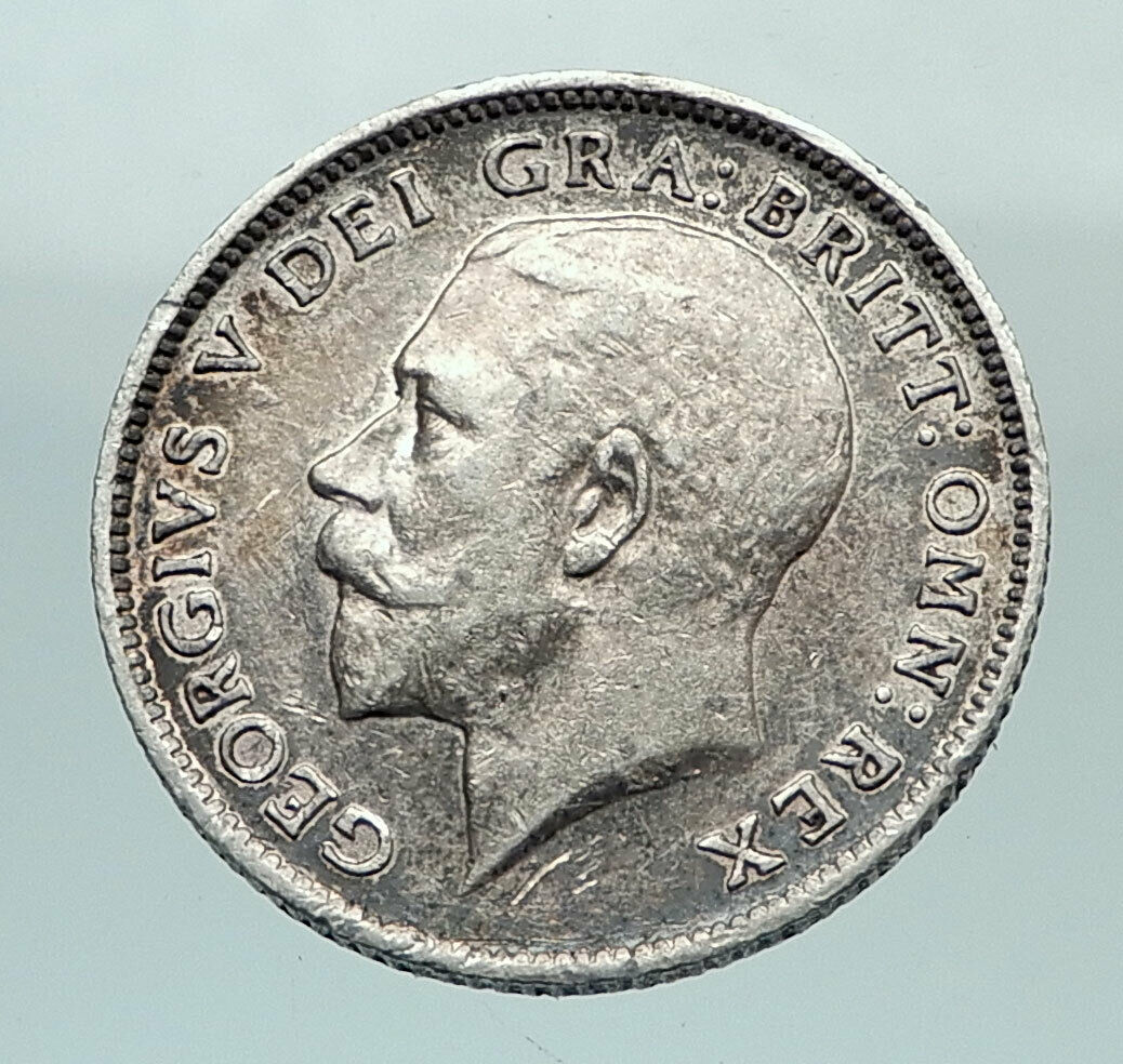 1913 GREAT BRITAIN UK United Kingdom King George V SILVER Sixpence Coin i80242