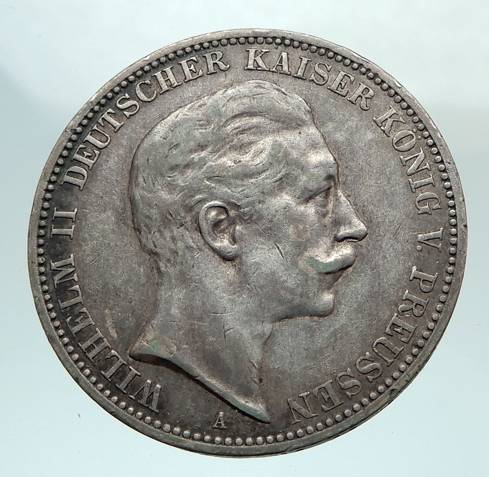 1911 PRUSSIA KINGDOM Germany WILHELM II Genuine Silver 3 Mark German Coin i80248