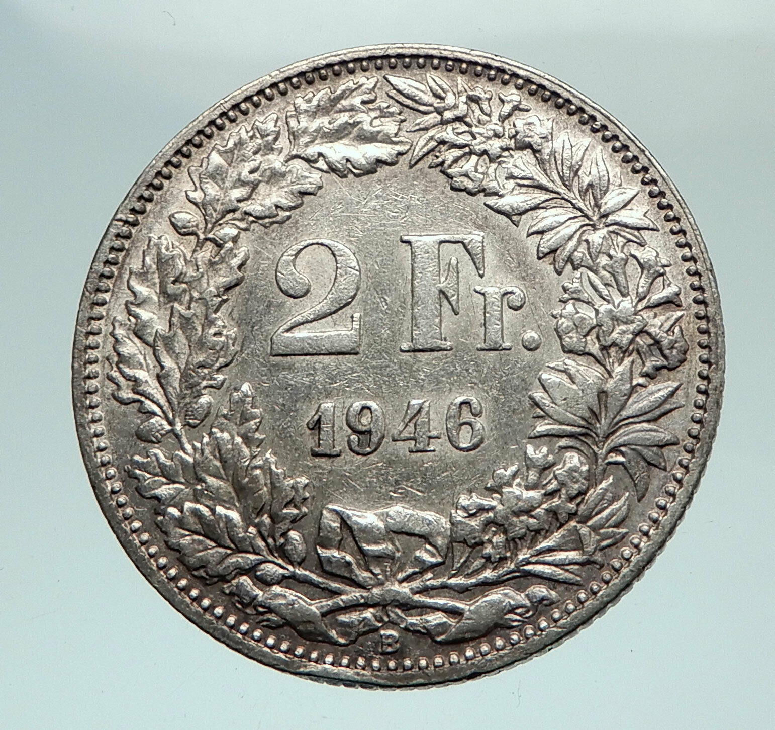 1946 SWITZERLAND - SILVER 2 Francs Coin HELVETIA Symbolizes SWISS Nation i80251