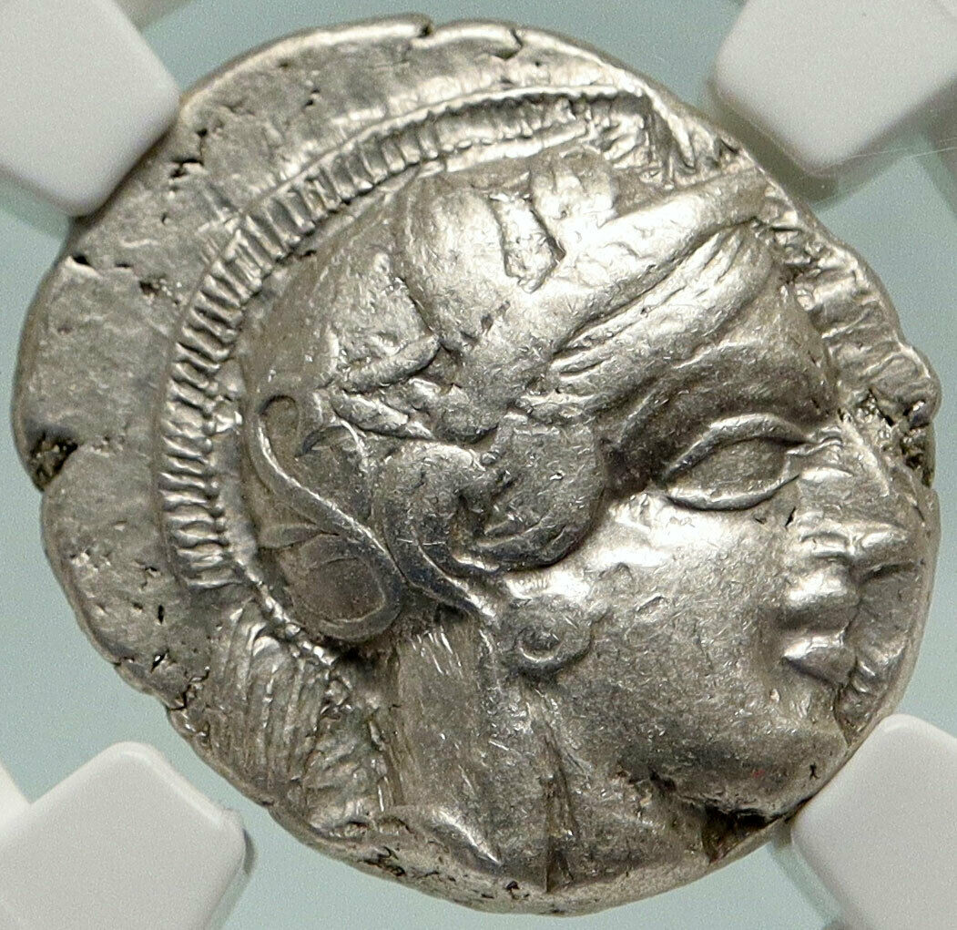 ATHENS Greece Silver Greek TETRADRACHM Coin Athena FULL CREST OWL NGC i84882