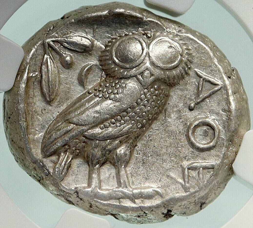 ATHENS Greece Silver Greek TETRADRACHM Coin Athena FULL CREST OWL NGC i84882