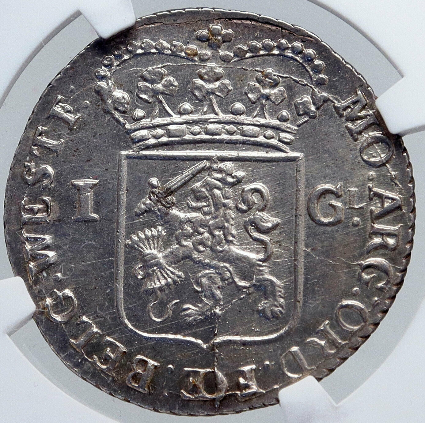 1794 NETHERLANDS Dutch Republic Holland ANTIQUE Silver Gulden Coin NGC i86448