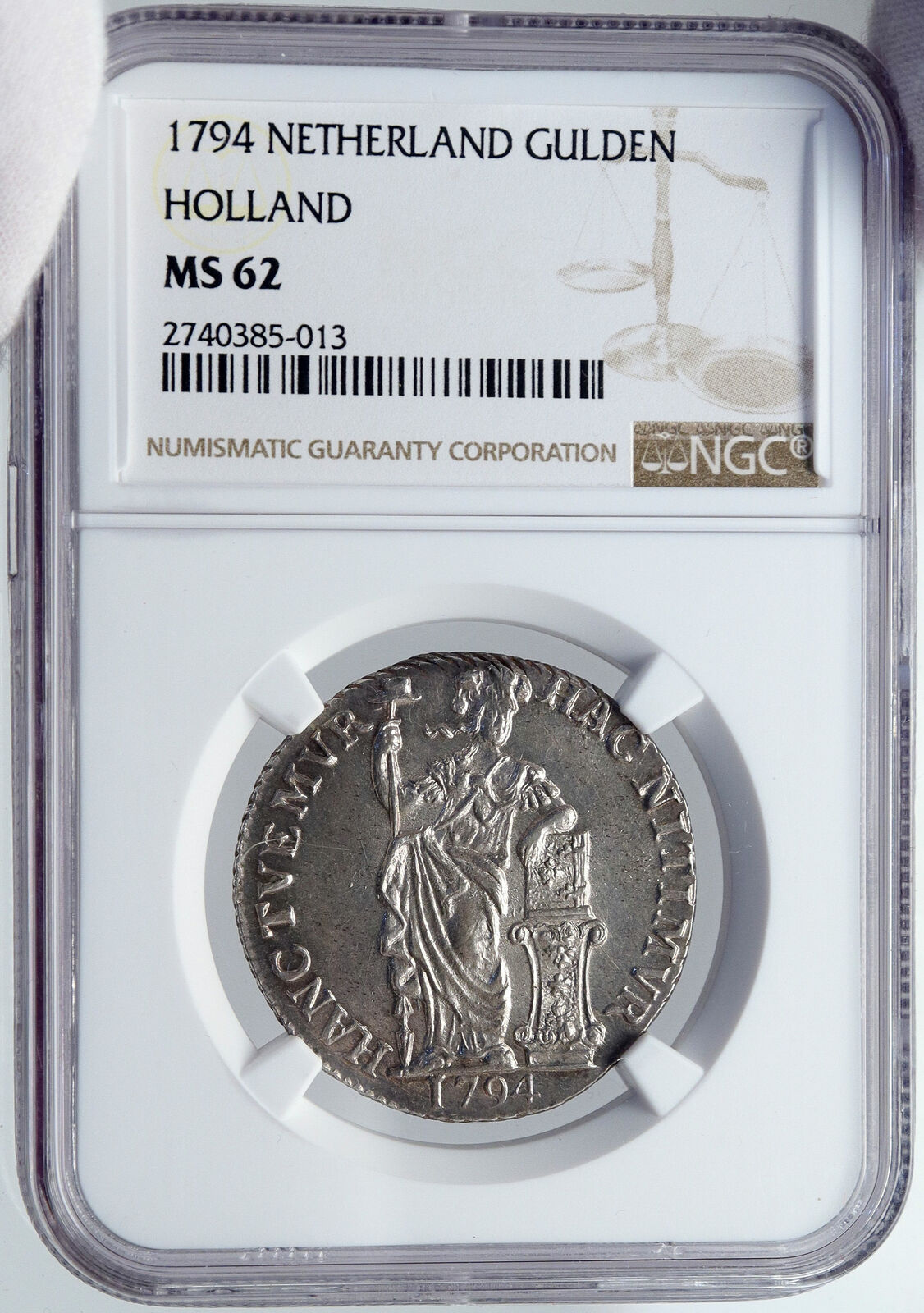 1794 NETHERLANDS Dutch Republic Holland ANTIQUE Silver Gulden Coin NGC i86448