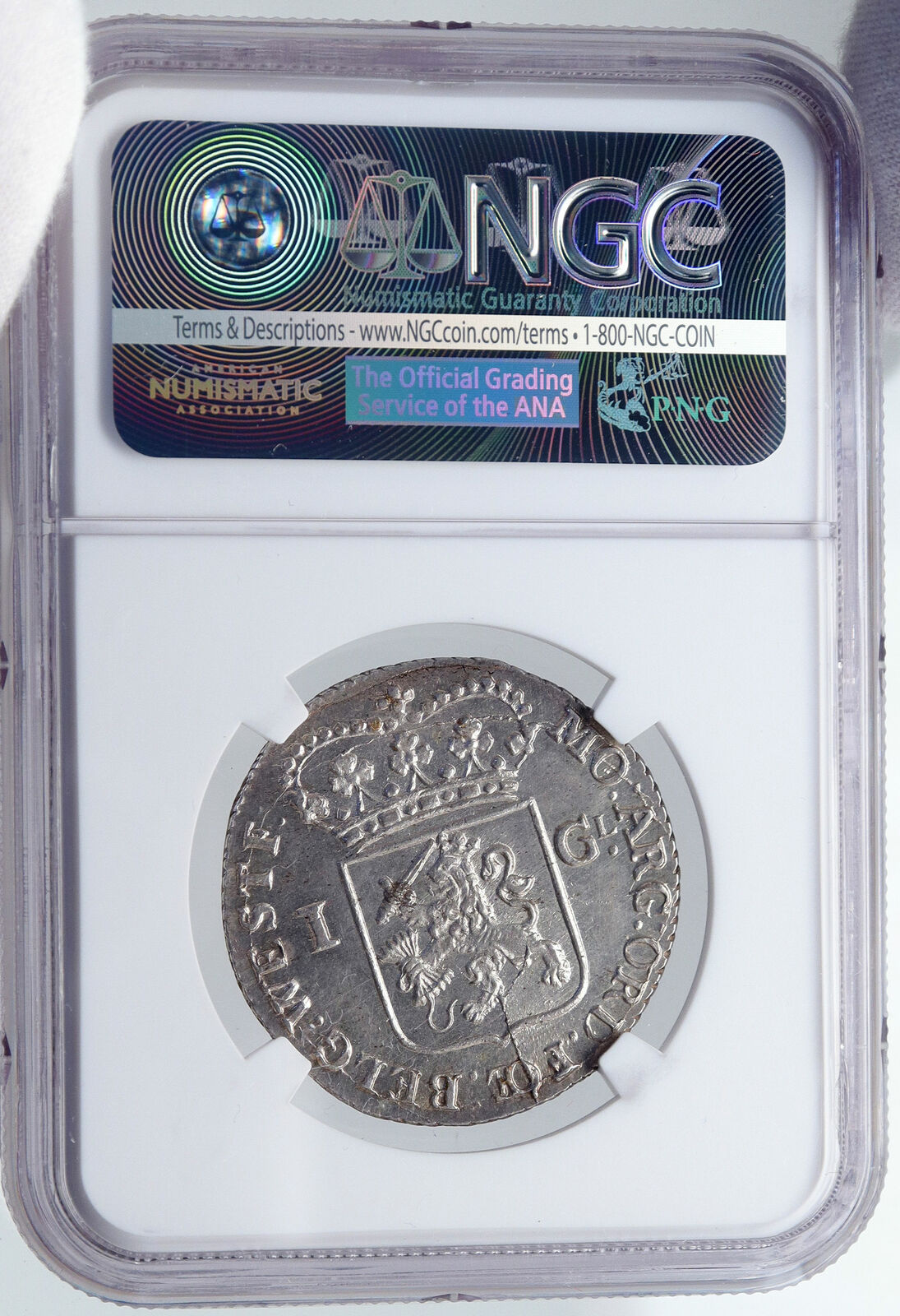 1794 NETHERLANDS Dutch Republic Holland ANTIQUE Silver Gulden Coin NGC i86448