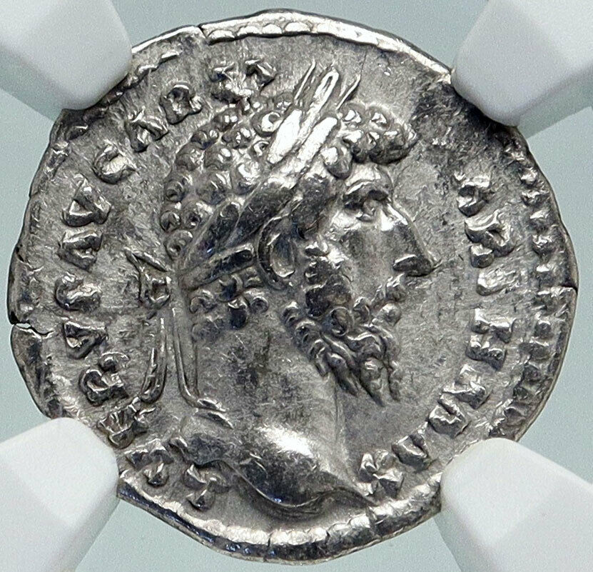 LUCIUS VERUS Authentic Ancient Rome Silver Roman Coin PARTHIA VICTORY NGC i86401