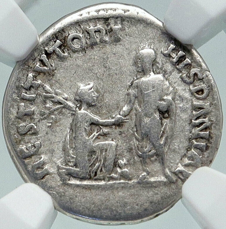 HADRIAN Travel Series RESTITVTORI HISPANIAE Rabbit Silver Roman Coin NGC i86405