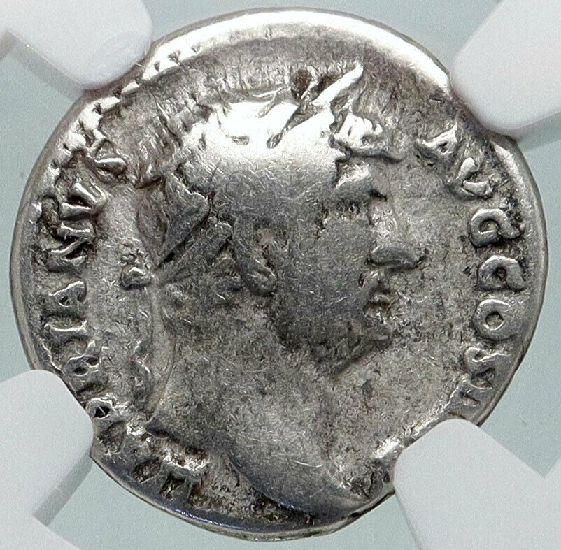 HADRIAN Travel Series RESTITVTORI HISPANIAE Rabbit Silver Roman Coin NGC i86405