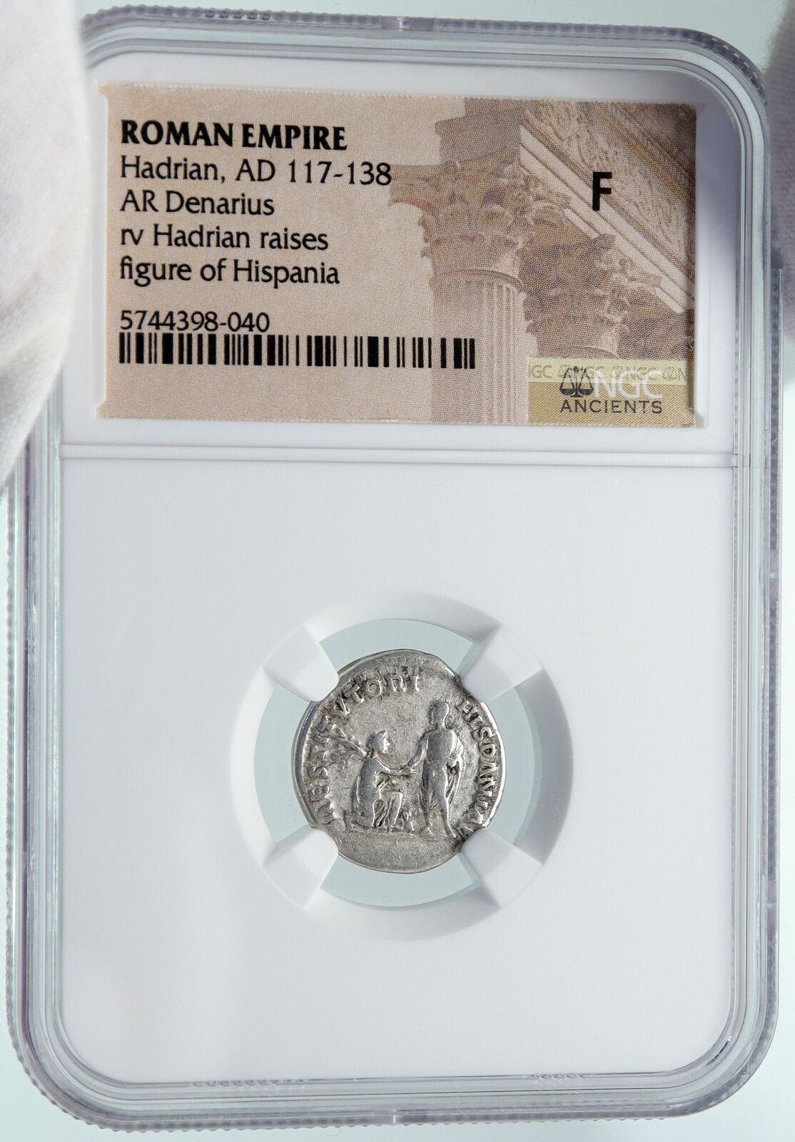 HADRIAN Travel Series RESTITVTORI HISPANIAE Rabbit Silver Roman Coin NGC i86405