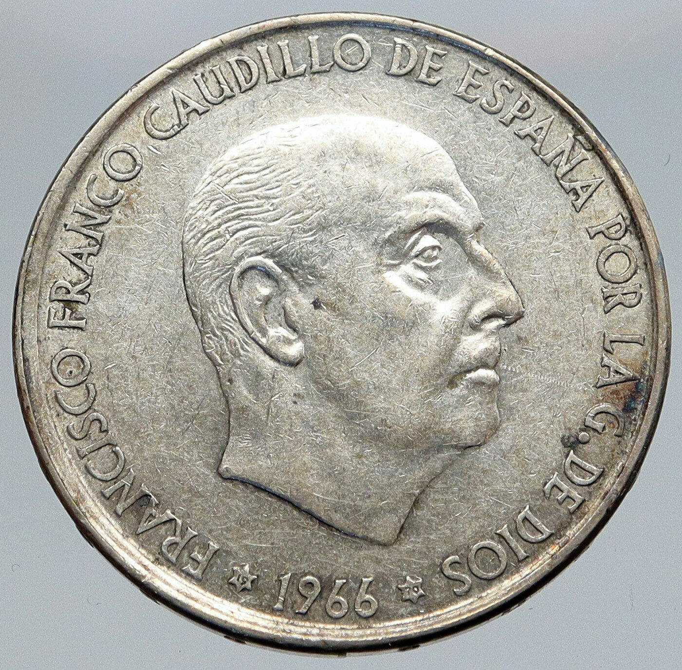 1966 SPAIN Large Franco Caudillo Genuine Silver 100 Pesetas Spanish Coin i86850