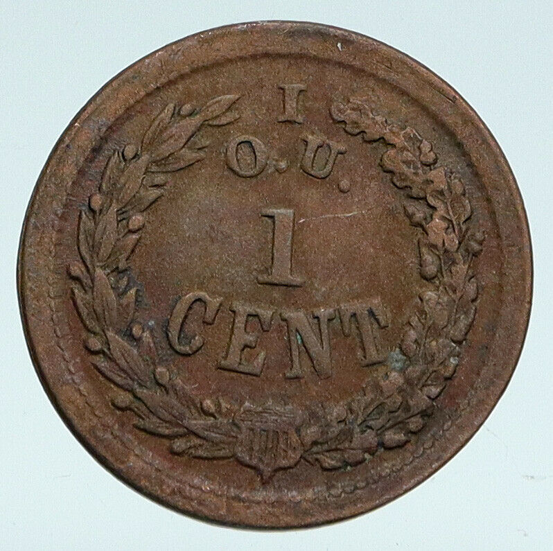 1863 United States CIVIL WAR PATRIOTIC LIBERTY Token IOU Stars Cent Coin i89408