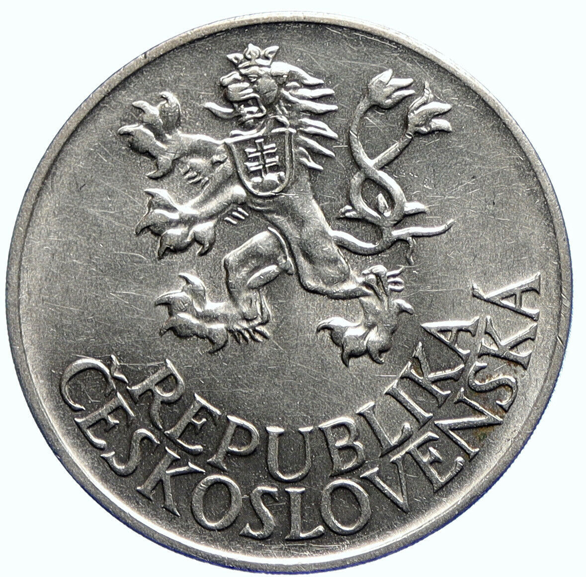 1955 CZECHOSLOVAKIA Czech Soldier Family LIBERATION Silver 25 Korun Coin i104748