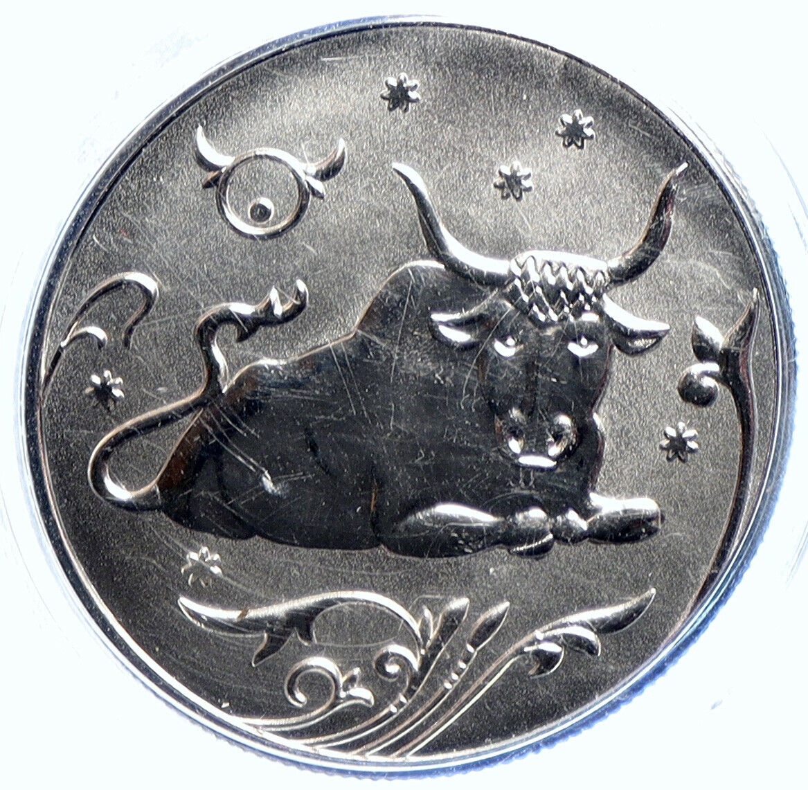 2005 RUSSIA Zodiac Astrology Sign of TAURUS Proof Silver 2 Ruble Coin i104820