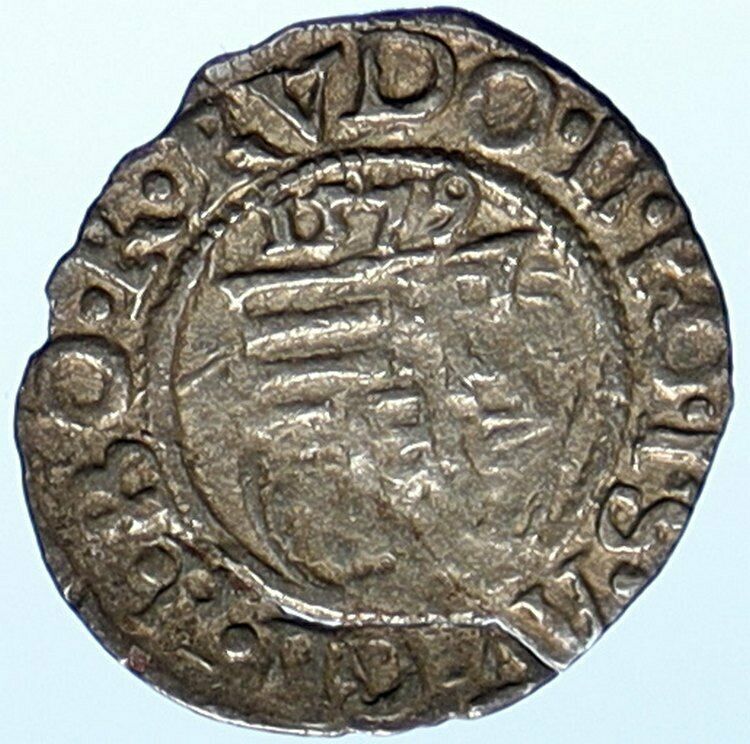 1579 HUNGARY King RUDOLF II Madonna Child Antique OLD Silver Denar Coin i104815